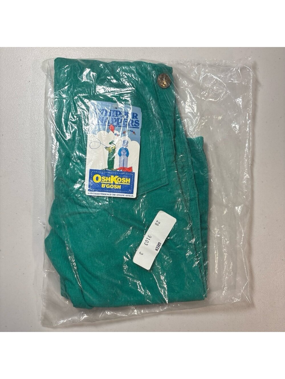 Vintage OshKosh B'Gosh Green Corduroy Overalls Toddler 3T NOS Deadstock USA